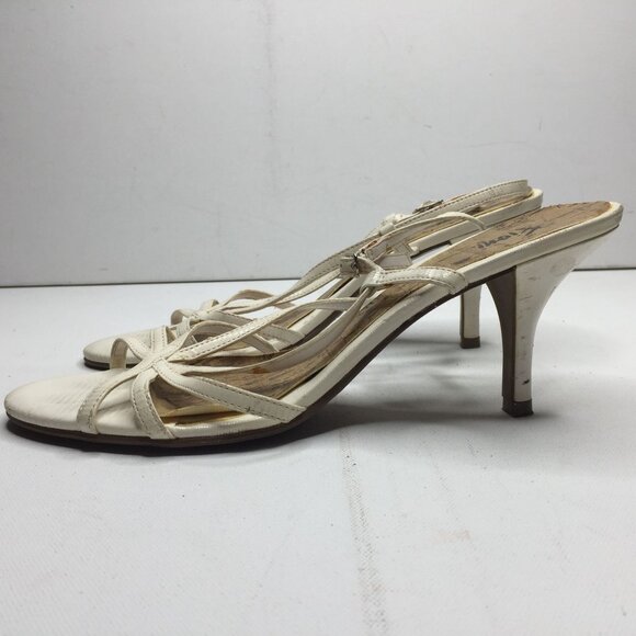 Fioni Womens White Heel Slingback Sandal 77534-10 Spring Summer Casual Size 10 - Picture 6 of 9